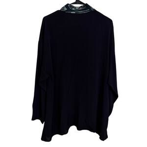 Vtg Yasuko Jacket Black S/M Womens Long Sleeve Printed Trim Artsy Button *FLAW